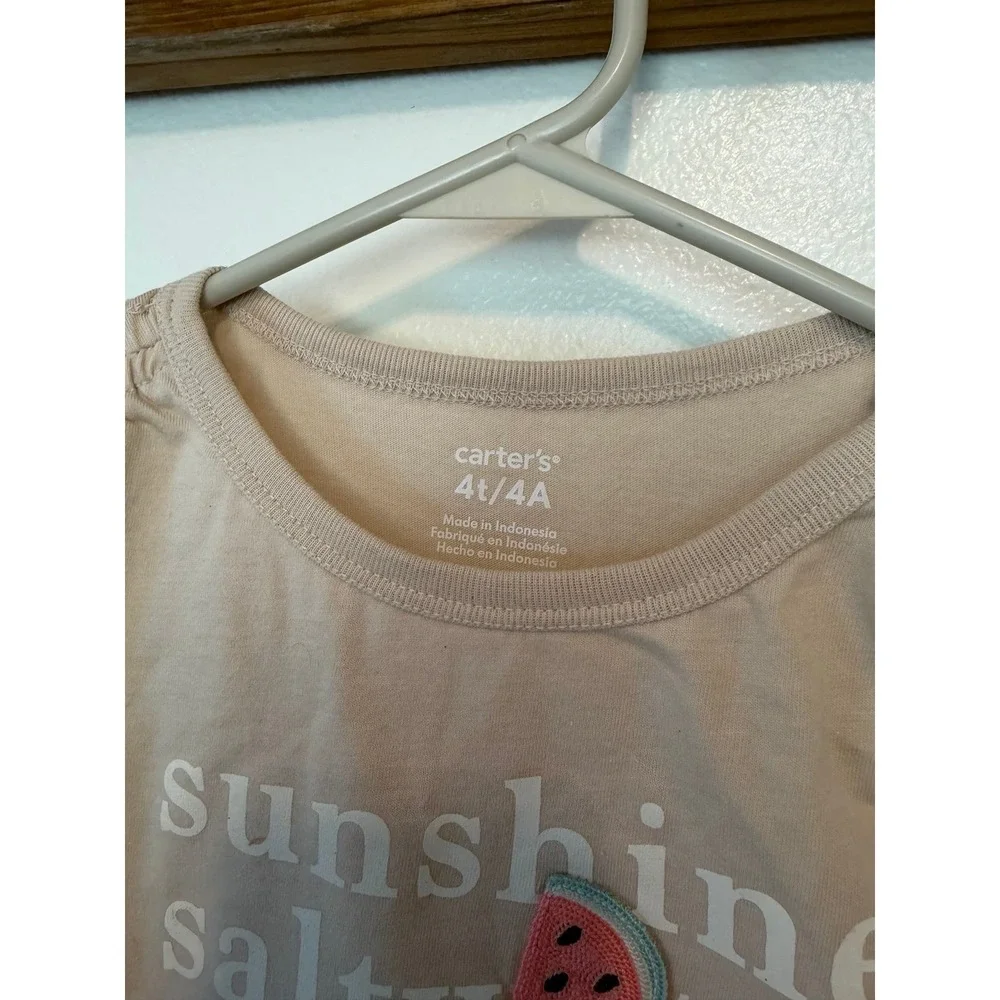 Girls Carter's summer beach shirt top size 4t toddler beach park preppy cotton